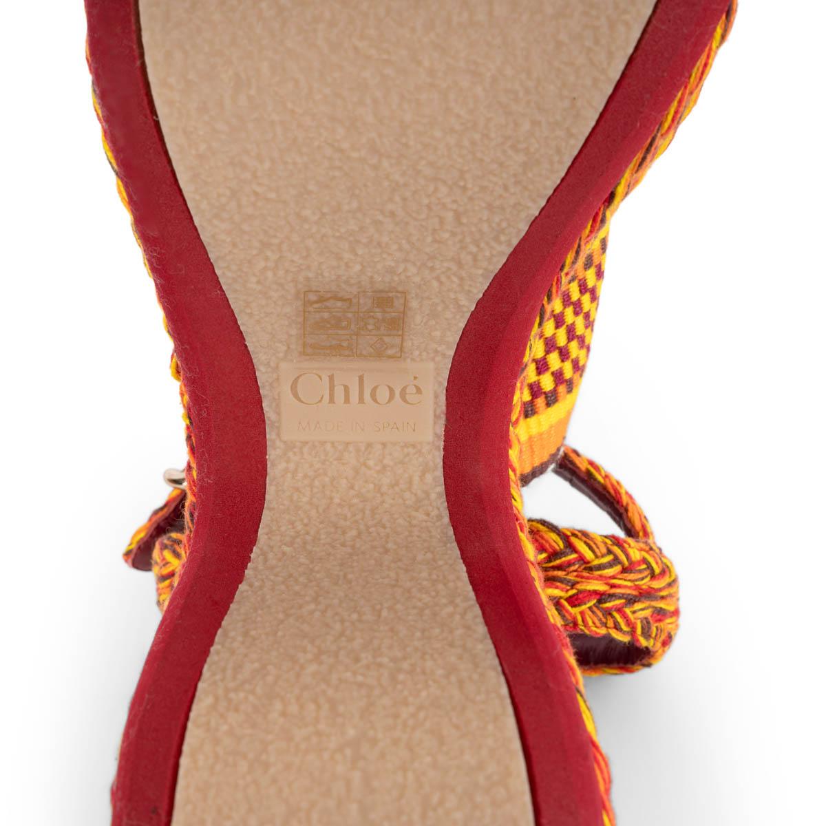 CHLOE yellow orange red cotton MERIL 110 Platform Sandals Shoes 37 For Sale 4
