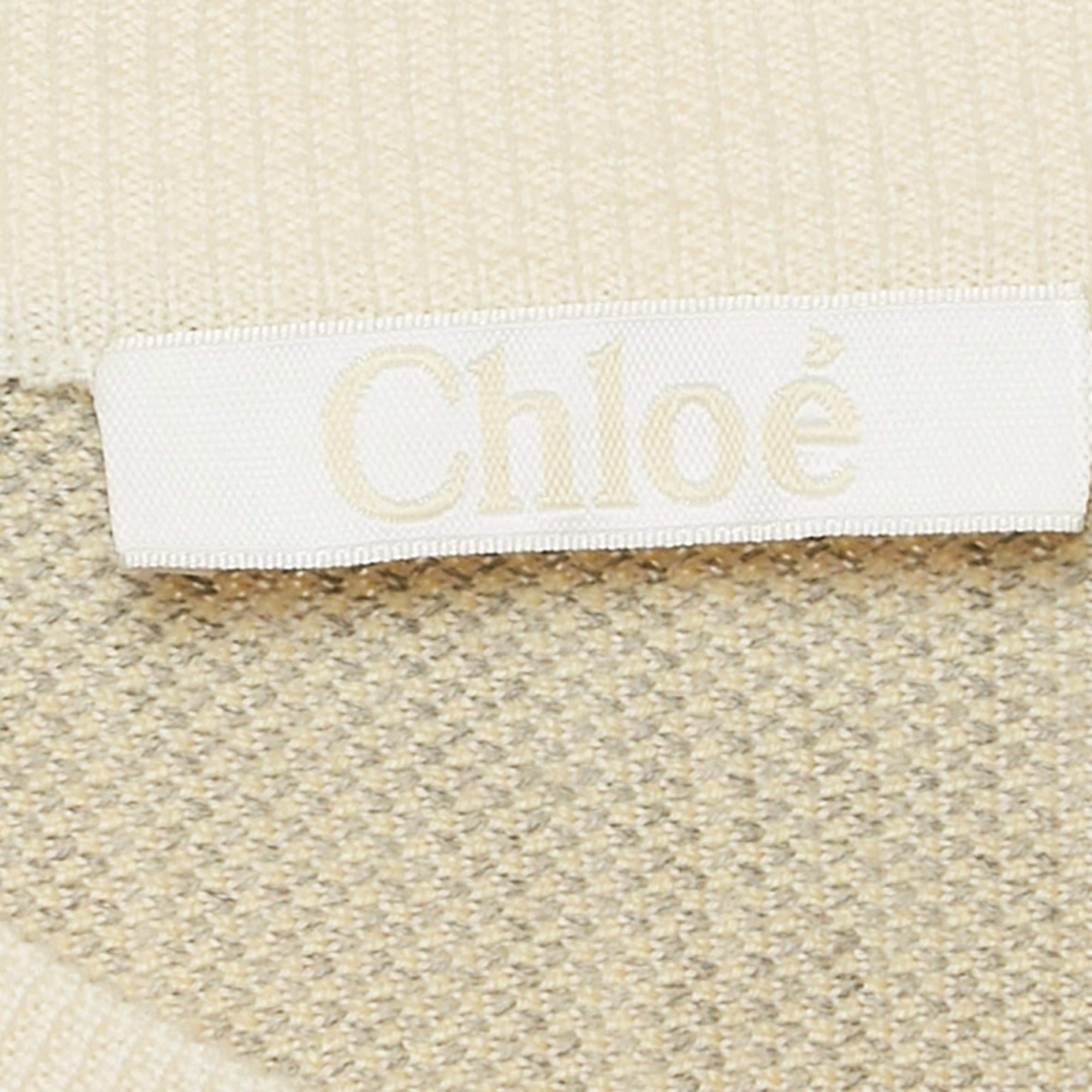 Chloe - Maglione Poncho con frange in cashmere a quadri gialli XS/S In condizioni ottime in vendita a Dubai, Al Qouz 2