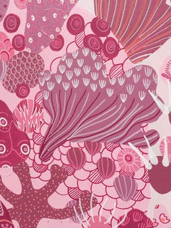 Pink Decorator- Abstract Figurative Painting on Canvas, Marine Pink, White