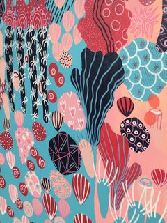 THE DECORATOR 68 - Abstract Figurative Painting on Canvas, Marine Pink, Blue