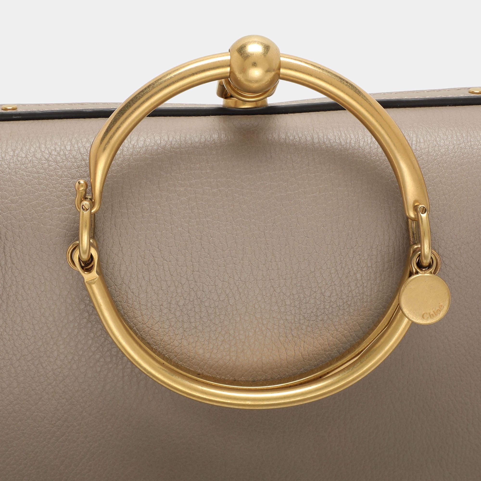 Women's Chloé Grey Leather and Suede Small Nile Bracelet Shoulder Bag