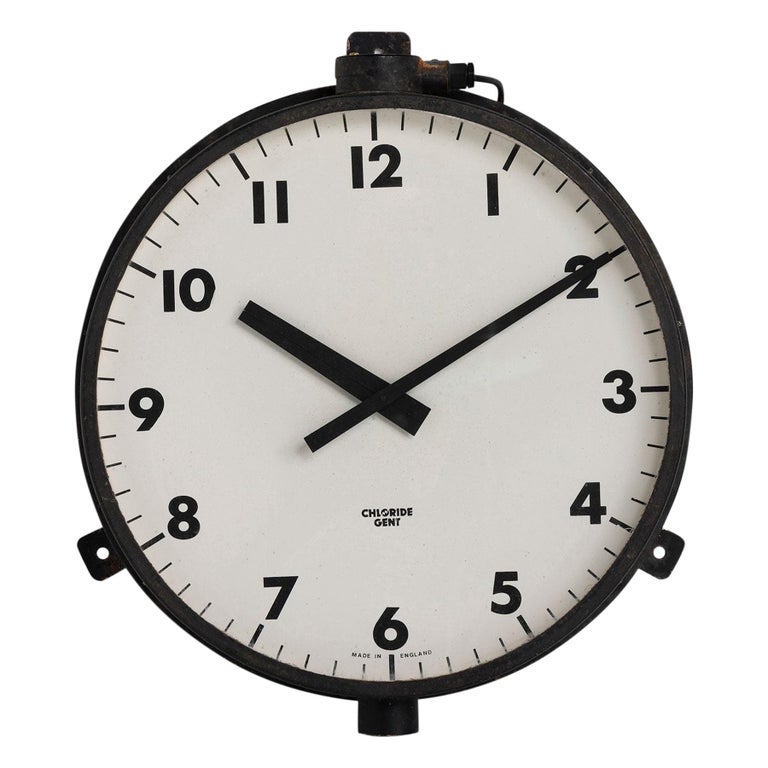Chloride Gent Industrial Wall Clock Front At 1stdibs