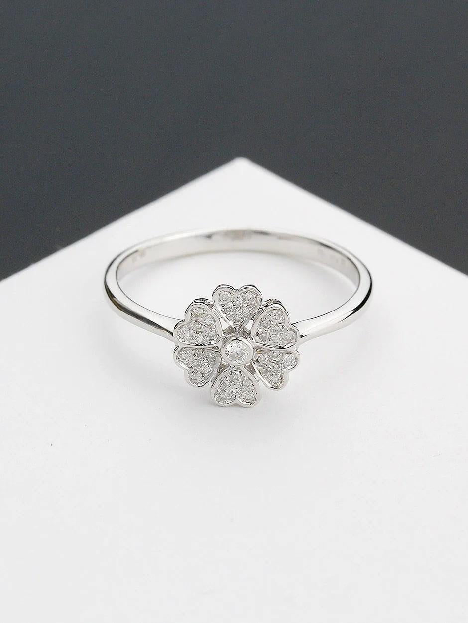 For Sale:  Chloris Almost Flower-6 White-Pave Ring 2