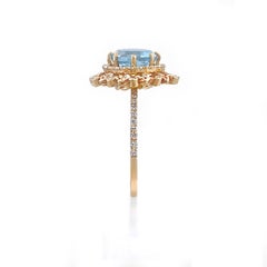 Chloris Double Halo Sky Blue Topaz and Diamond Ring 18 Karat