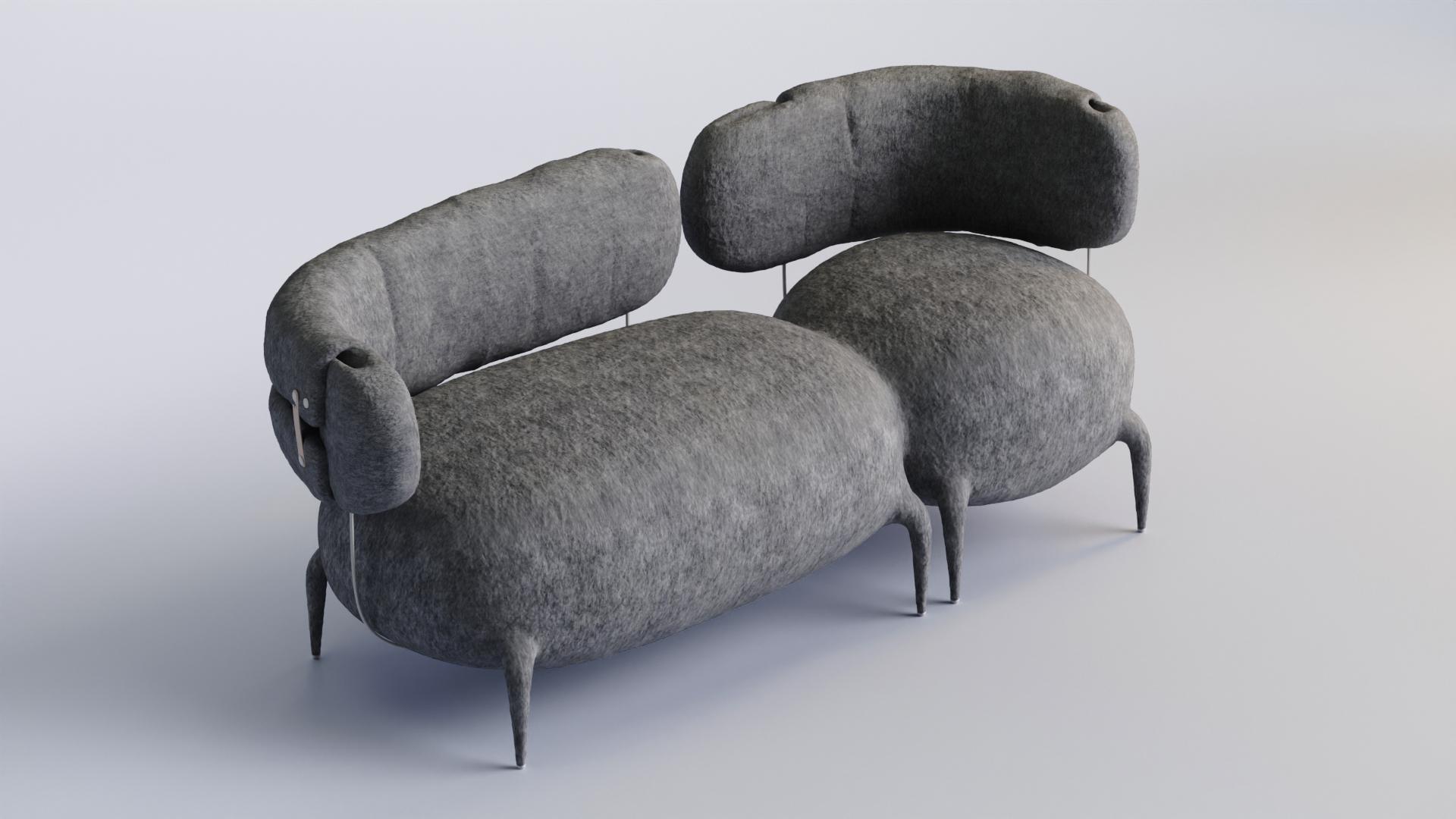 Lympho Contemporary Sofa by Taras Zheltyshev
Dimensions: 82 x 200 x 82 cm
Materials: Felt, Wood, Metal

This unique project is part of the “microworld” collection and
represents an image of a biological cell designed for obvious
interior use. The