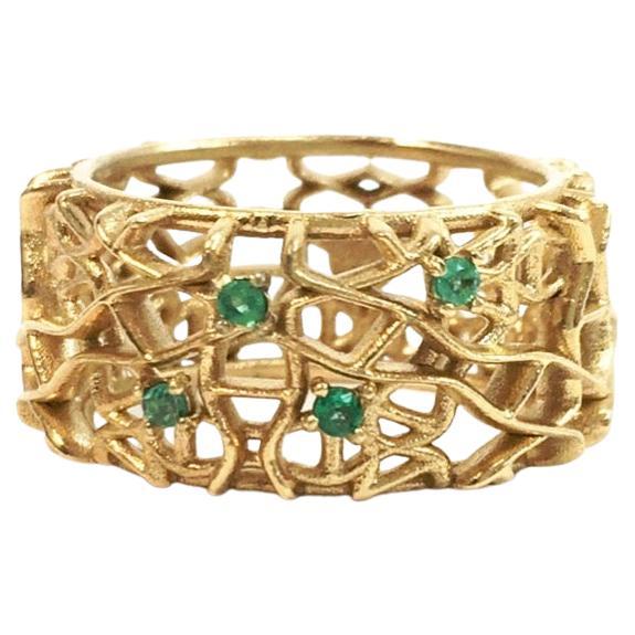 For Sale:  Chlorophyll Ring 18k yellow gold with emeralds.
