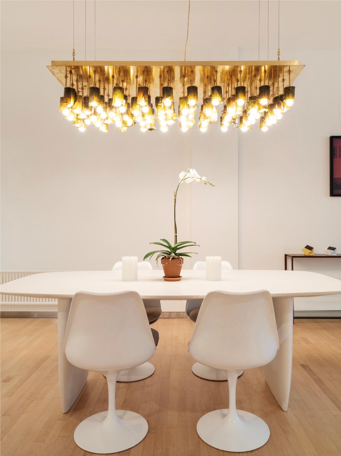 Chlorophyta Chandelier, Contemporary Customizable Lighting with Algae Lampshades For Sale 4