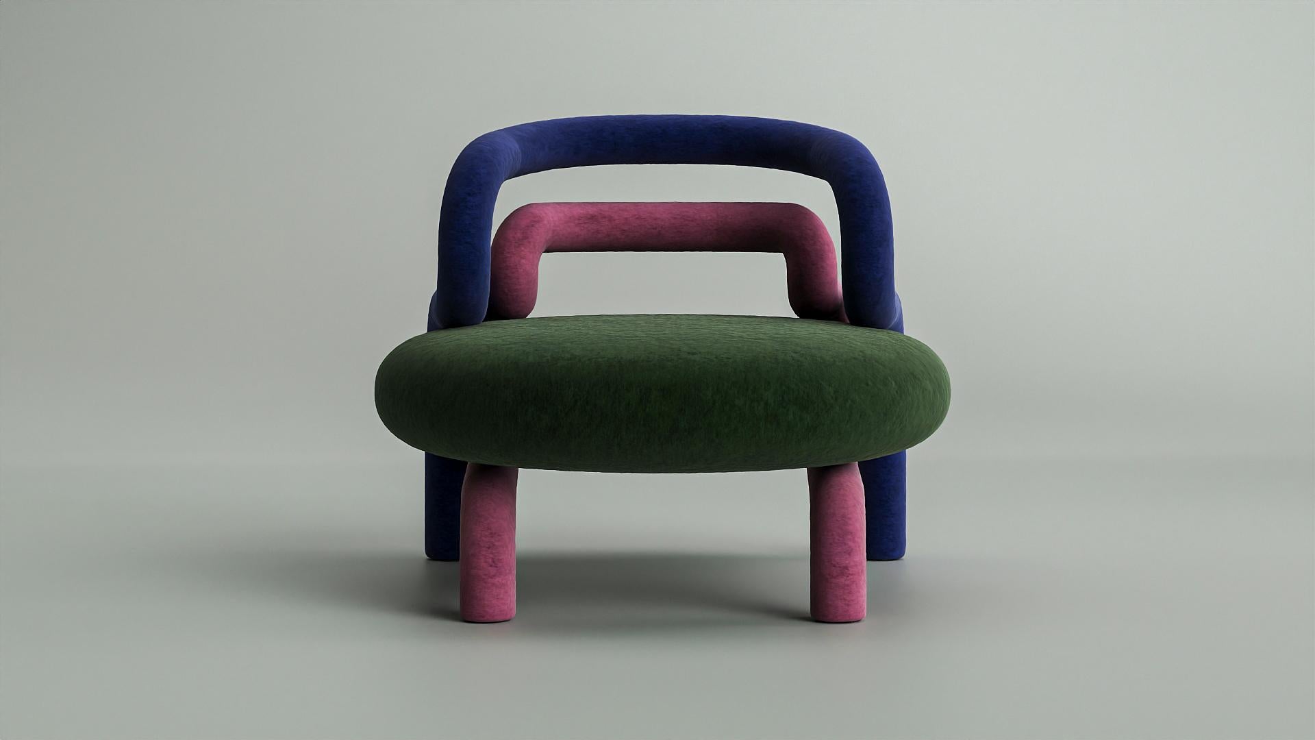 Chloroplast Chair by Taras Yoom
Limited Edition of 50
Dimensions: D 72 x W 72 x H 70 cm
Materials: Wood, metal, felt.

The chair is created from a wooden frame and is sheathed with PF fabric.

A Chloroplast Chair is an interior item created with the