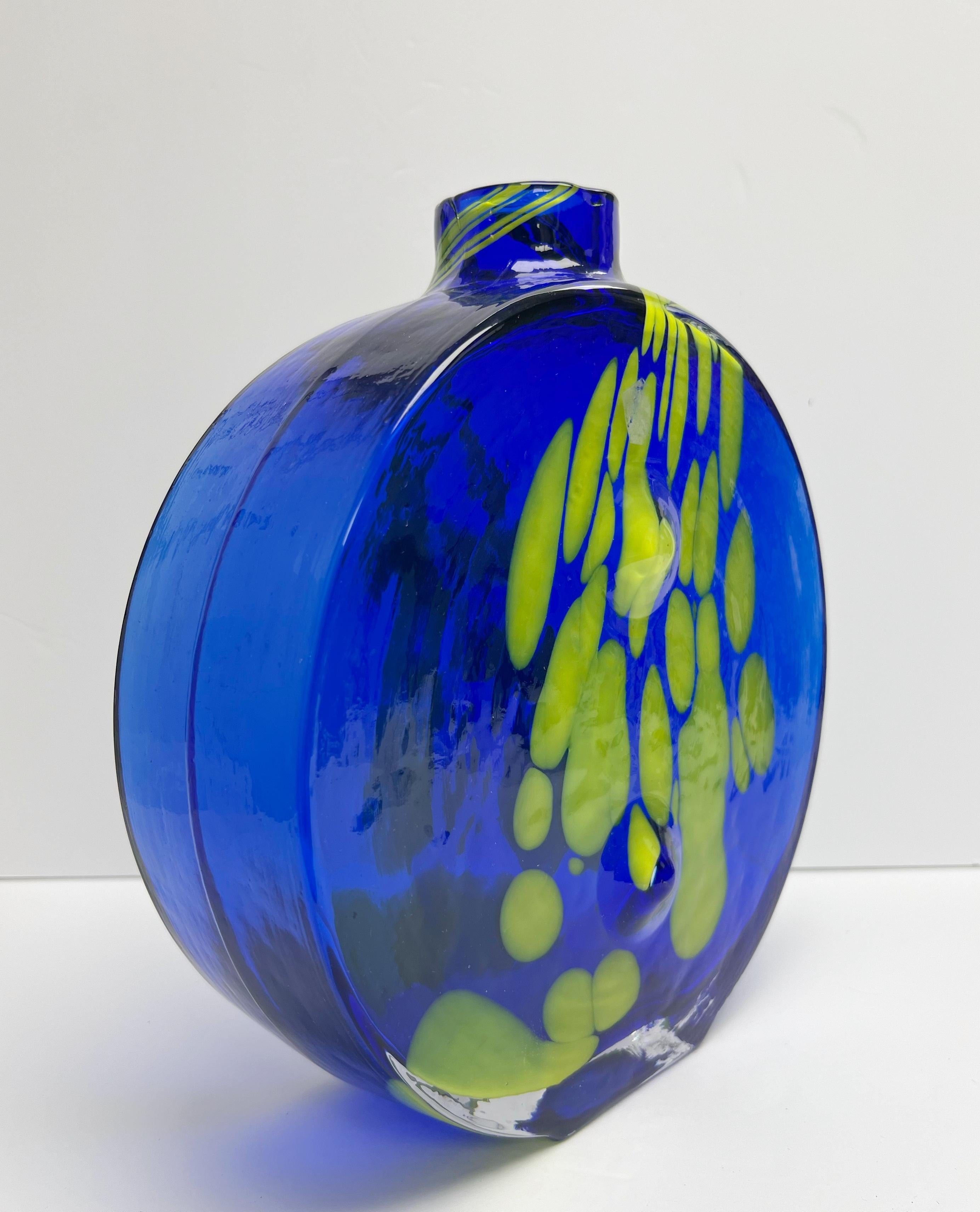 Tchèque Vase CHLUM U TREBONE bleu et vert de Jan Gabrhel, 1974 en vente