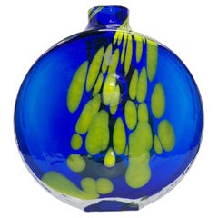 CHLUM U TREBONE Blue and Green Glass Vase by Jan Gabrhel 1974s