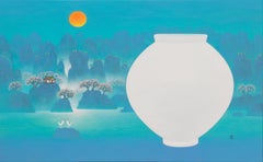 Arte coreano contemporáneo de Cho Mun-Hyun - Paisaje con una jarra de luna