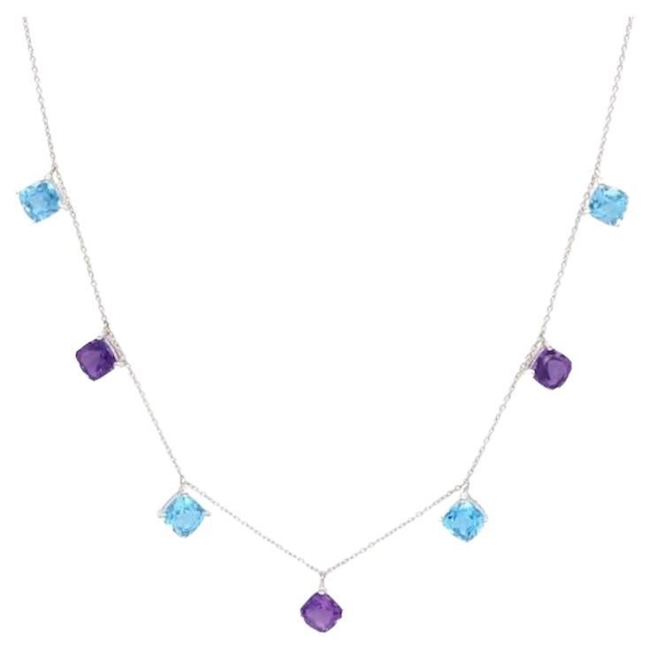 Chocker Amethyst Topaz 18K White Gold Necklace For Her