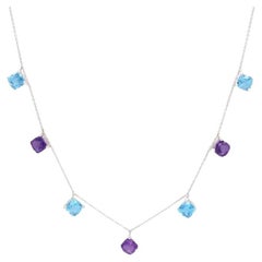 Chocker Amethyst Topaz 18K White Gold Necklace For Her