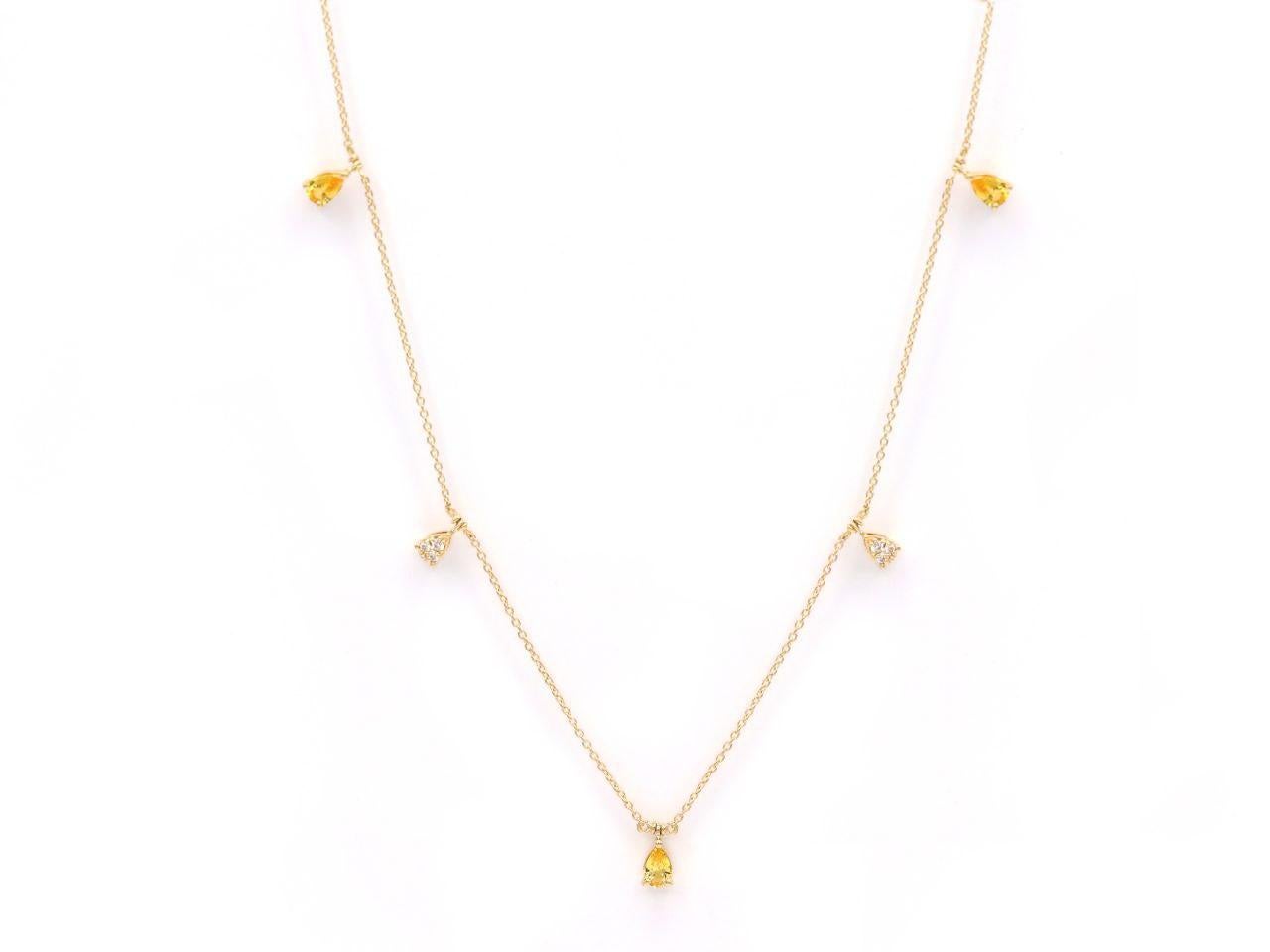 Chocker Diamond Yellow Sapphire 18K Yellow Gold Necklace For Her In New Condition For Sale In Genève, GE
