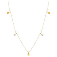 Chocker Diamond Yellow Sapphire 18K Yellow Gold Necklace For Her