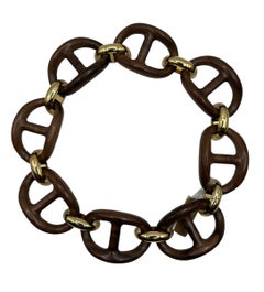 MICHELETTO Chocker mit Marine Mesh in Holz und 18kt Gold Silber *