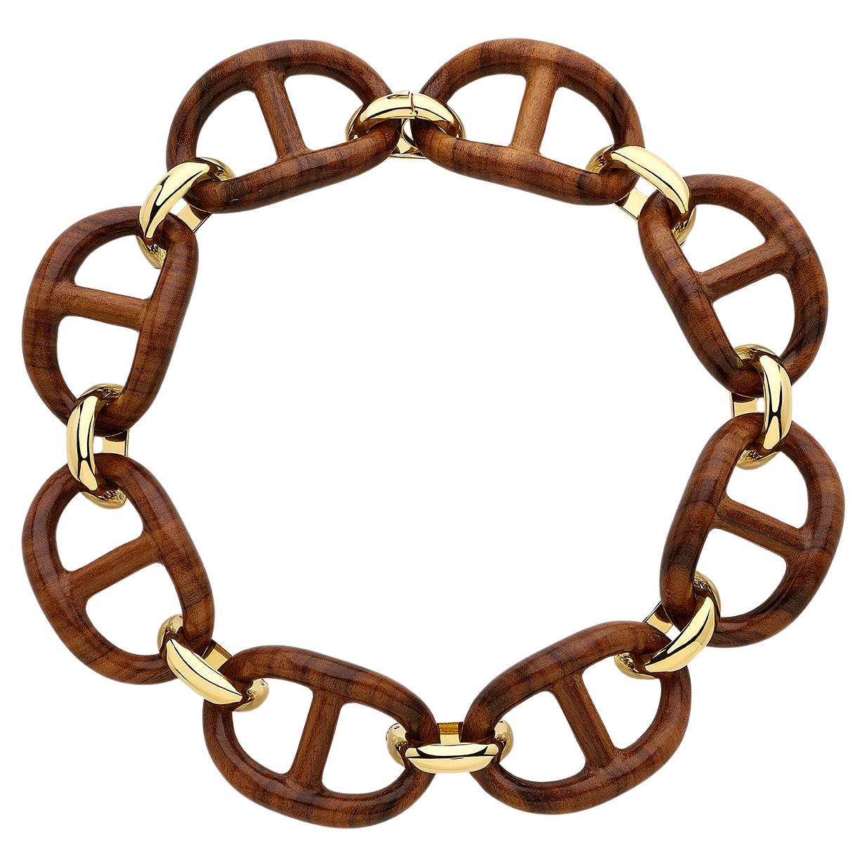 Chocker MICHELETTO con Maglie Marine in Legno e Argento Dorato 18kt