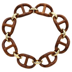 Chocker MICHELETTO con Maglie Marine in Legno e Argento Dorato 18kt