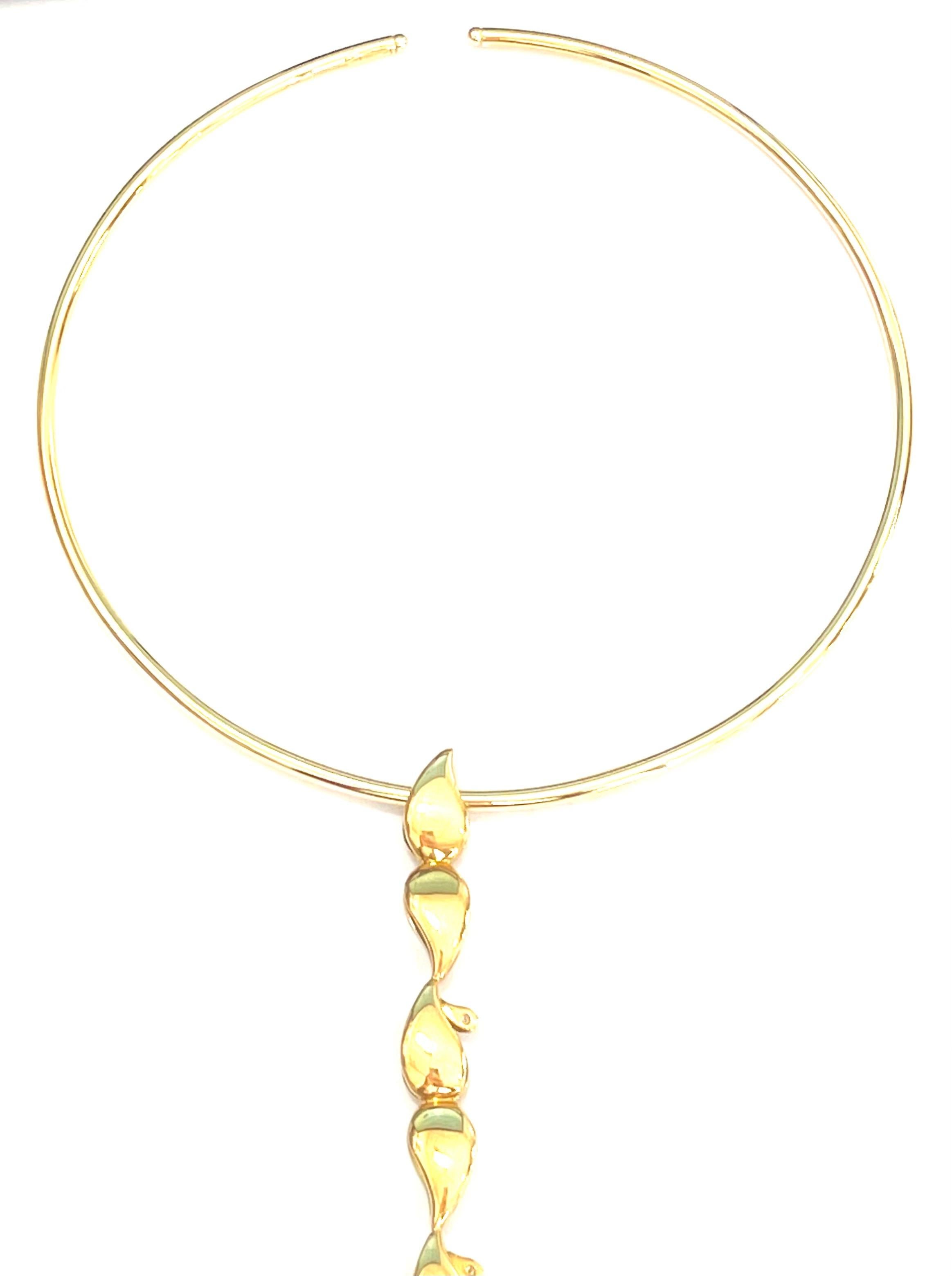 Women's or Men's Chocker with Pendent in 18 Kt Gold and White Diamond For Sale