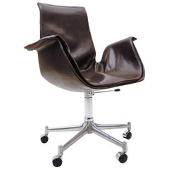 Choco Brown Leather Bird Chair by Fabricius & Kastholm for Alfred Kill, 1960s