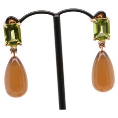 Choco Moonstone Peridoto Diamonds Rose Gold 18 Carats