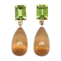 Choco Moonstone Peridoto Diamonds Rose Gold 18 Carats