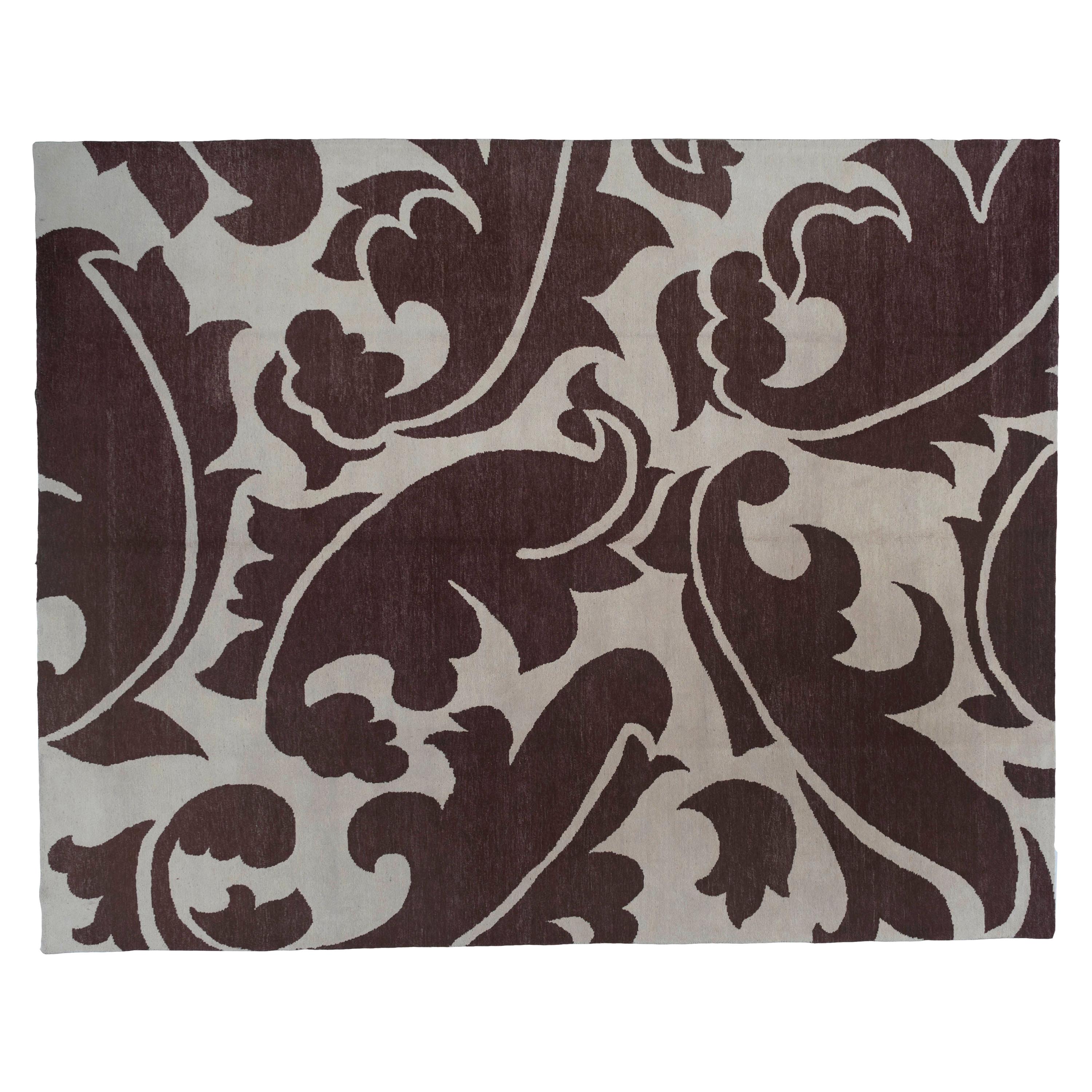 Chocolate and Cream Contemporary Area Rug For Sale