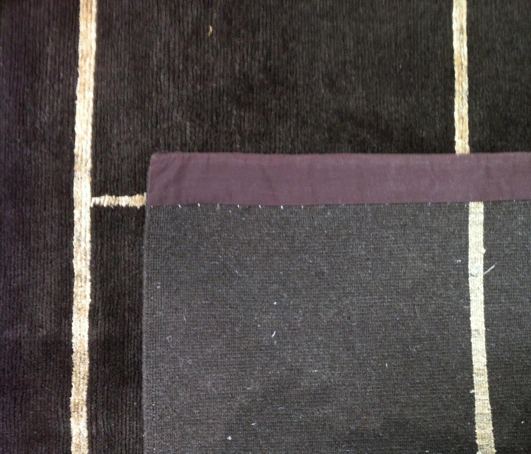 Contemporary Chocolate Brick Wool and Silk Rug For Sale