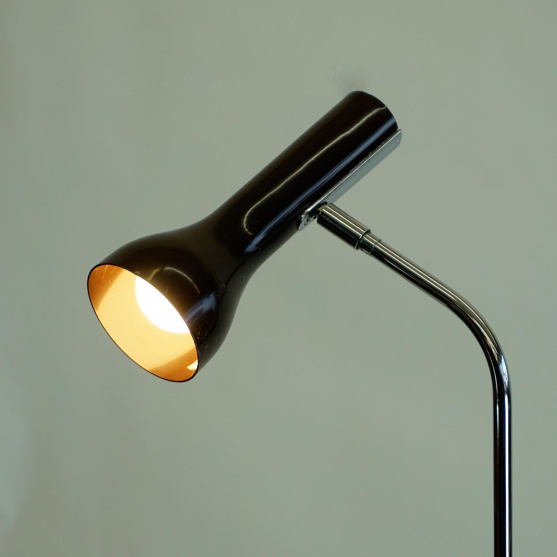 Chocolate Brown 1960s Chrome Spot Floor Lamp by LAD Team for Swiss Lamps 2