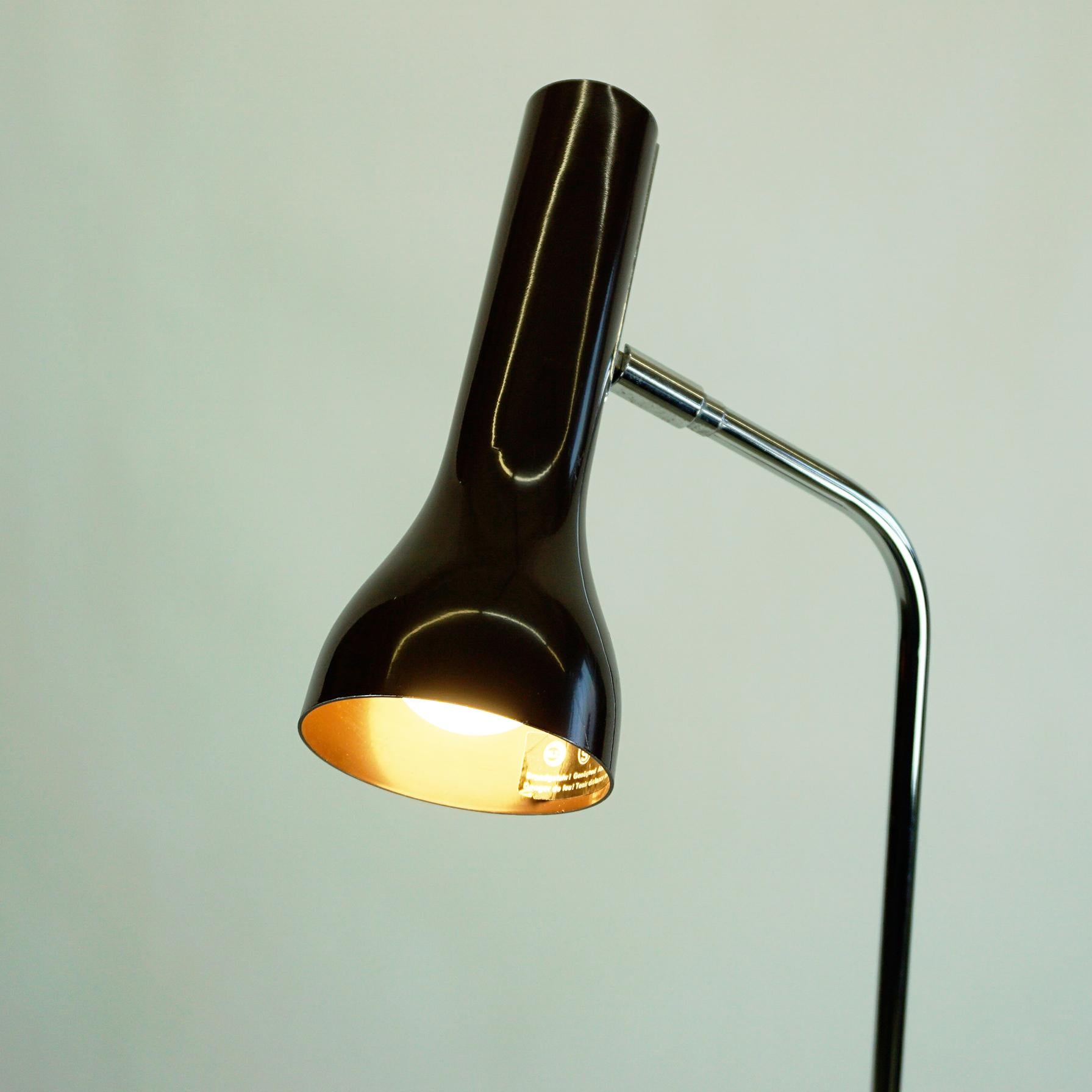 Chocolate Brown 1960s Chrome Spot Floor Lamp by LAD Team for Swiss Lamps 3