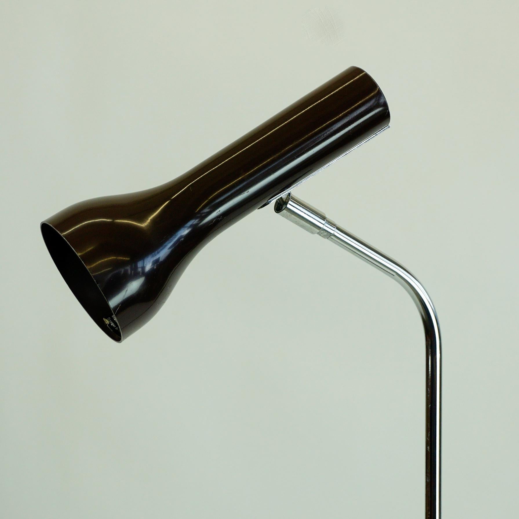 Chocolate Brown 1960s Chrome Spot Floor Lamp by LAD Team for Swiss Lamps 4