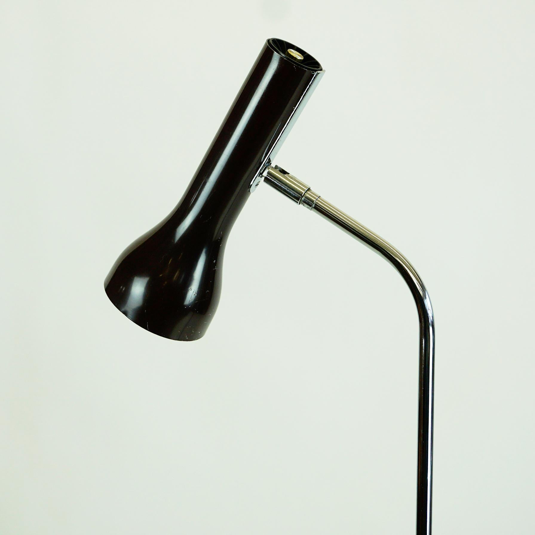 Chocolate Brown 1960s Chrome Spot Floor Lamp by LAD Team for Swiss Lamps 1