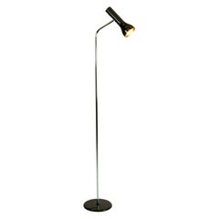Chocolate Brown 1960s Chrome Spot Floor Lamp by LAD Team for Swiss Lamps