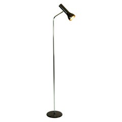 Lampadaire chromé marron chocolat des années 1960 par l'équipe LAD pour les lampes suisses