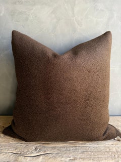 Chocolate Brown Accent Pillow with Down Insert 100% wool