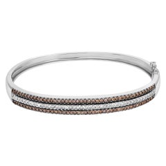 Chocolate Brown and White Diamond Bangle in 14k White Gold