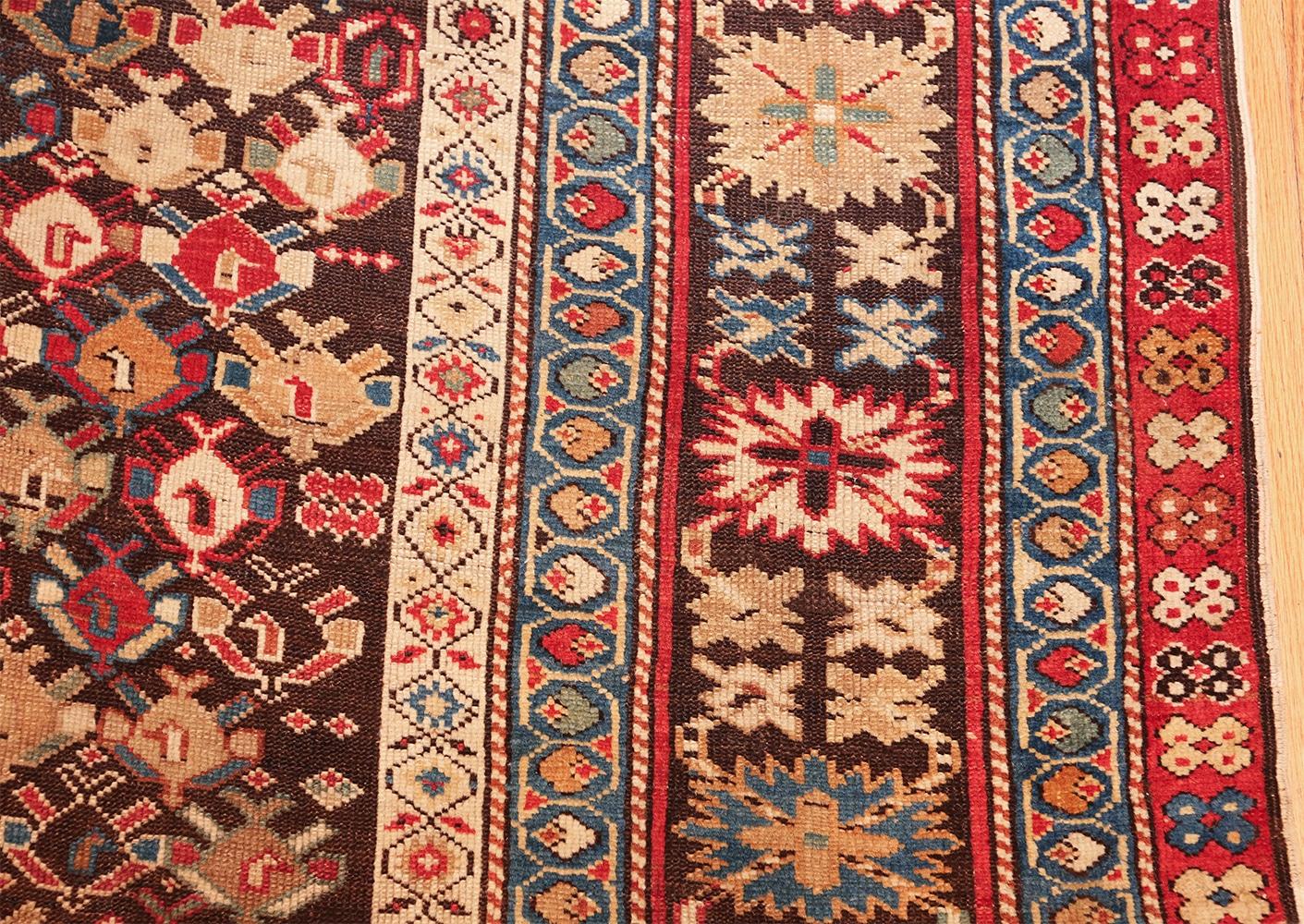 Hand-Knotted Antique Tribal Caucasian Kuba Rug. Size: 4 ft x 10 ft 2 in For Sale