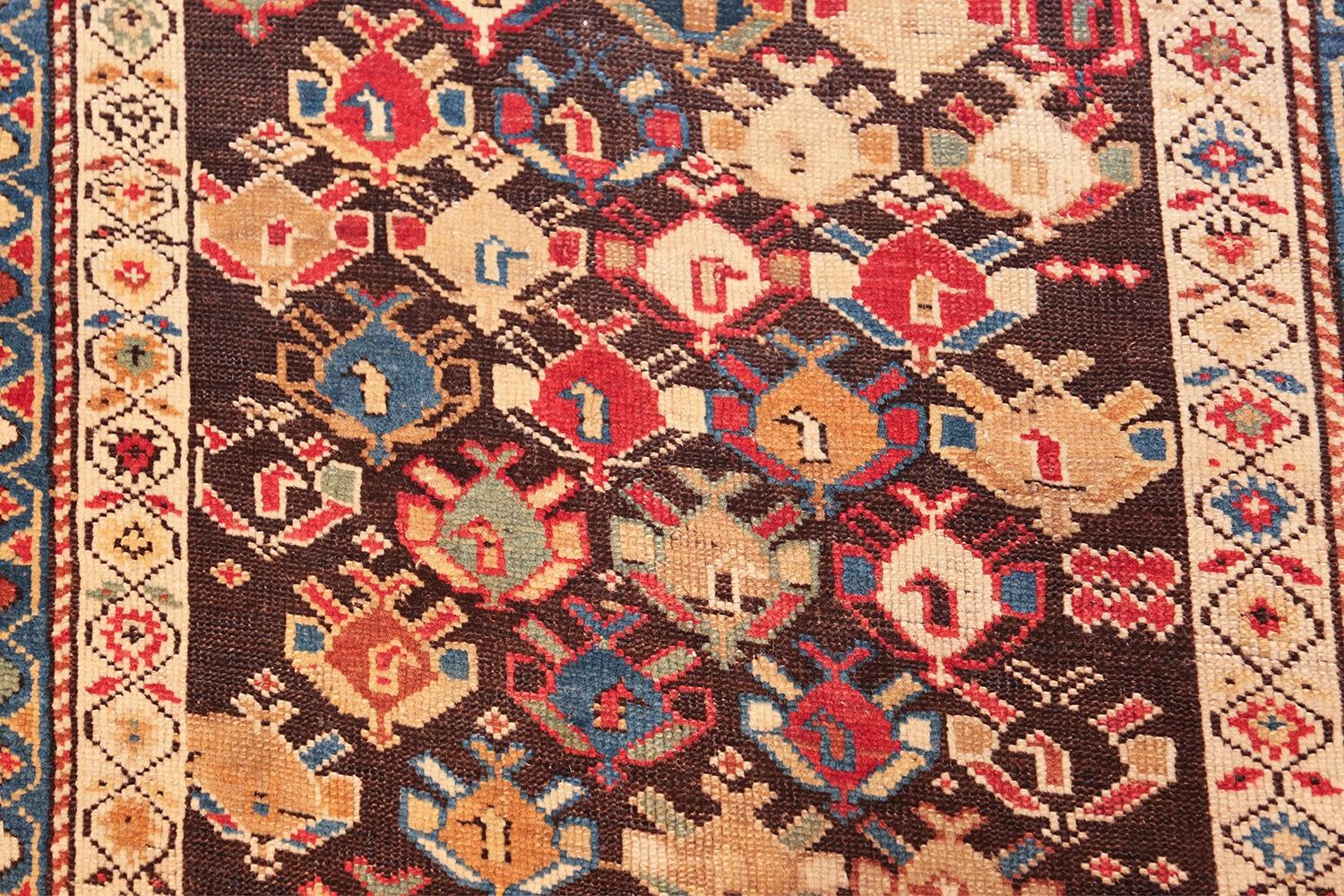 Antique Tribal Caucasian Kuba Rug. Size: 4 ft x 10 ft 2 in For Sale 2