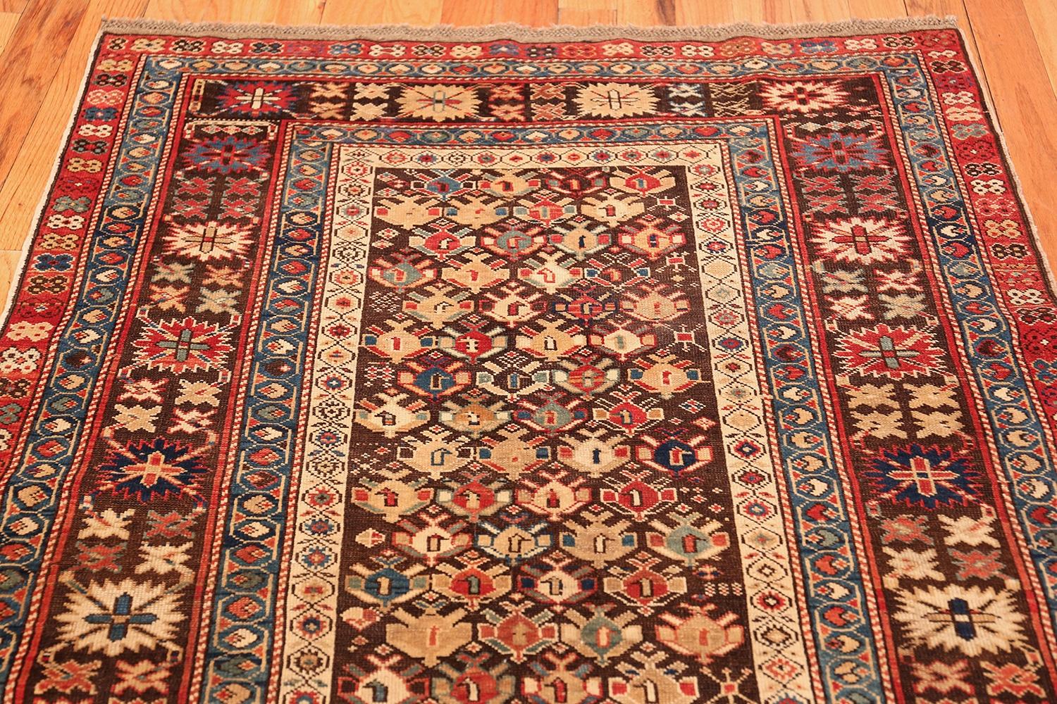 Antique Tribal Caucasian Kuba Rug. Size: 4 ft x 10 ft 2 in For Sale 3