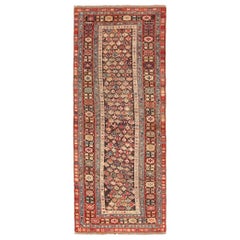 Tapis Kuba caucasien tribal ancien. Taille : 4 pieds x 10 pieds 2 po.