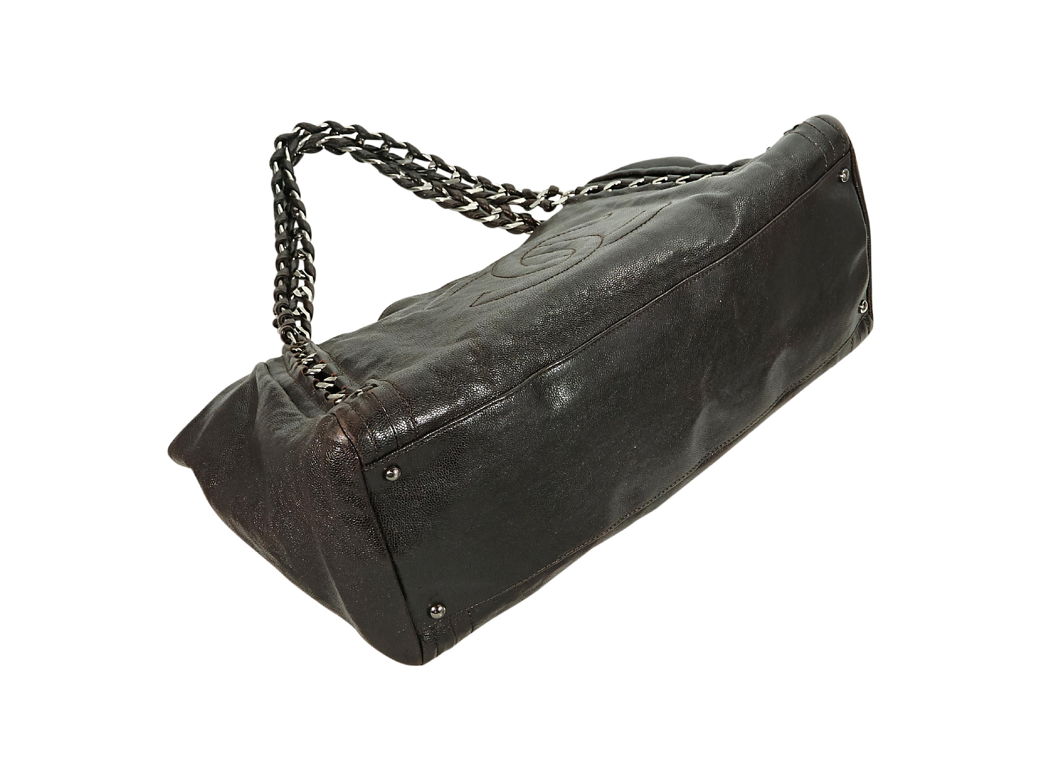 Black Chocolate Brown Chanel Leather Tote Bag