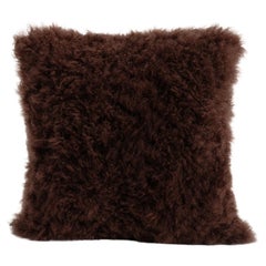 Chocolate Brown Cloud White Natural Cashmere Fur Pillow Cushion by Muchi Decor