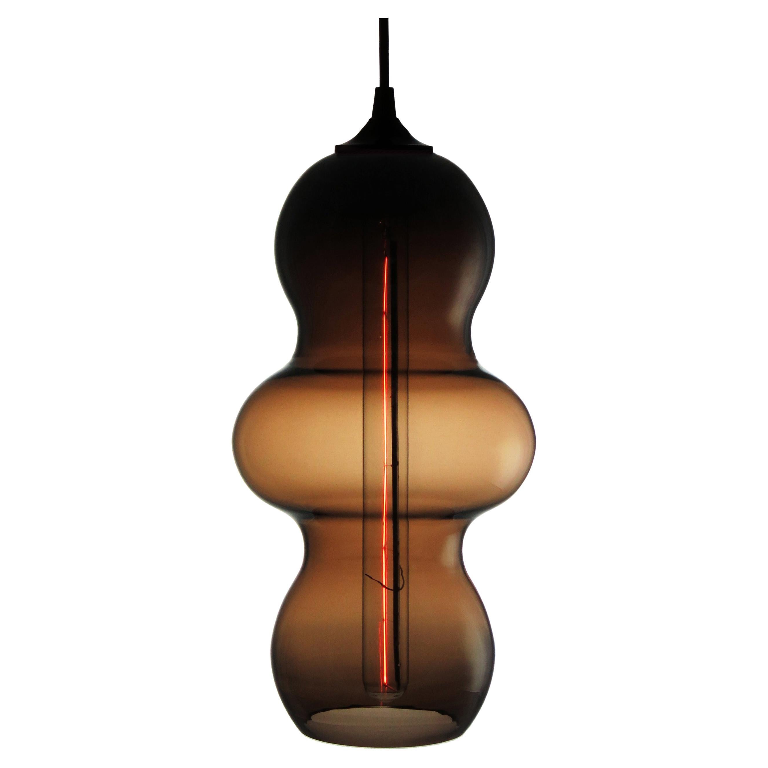Chocolate Brown Contemporary Organic Architectural Hand Blown Pendant Lamp For Sale