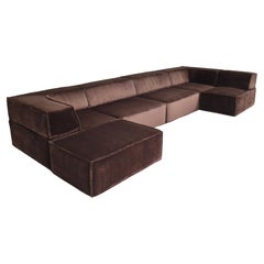 Canapé sectionnel Trio en CORS brun chocolat Allemagne Suisse 1972  NOUVEAU UPHOLSTERY