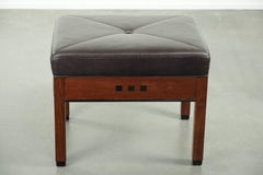 Chocolate brown cow leather Art Deco design ottoman/footstool