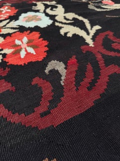Chocolate Brown Karabagh Caucasian Kilim • Vintage Flatweave Runner Rug (6x13)