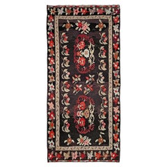 Chocolate Brown Karabagh Caucasian Kilim • Vintage Flatweave Runner Rug (6x13)