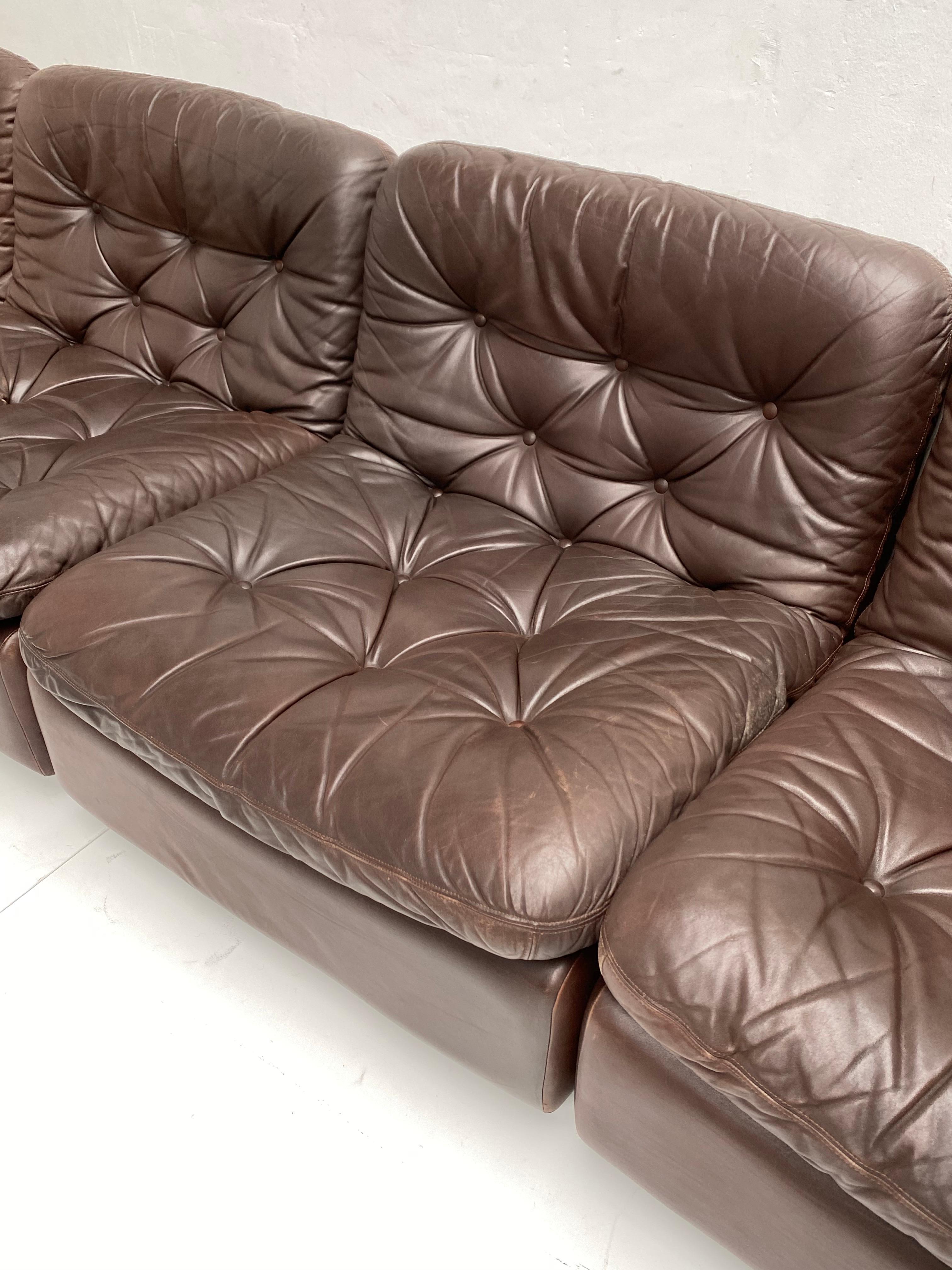 Chocolate Brown Leather 5-Piece Modular Seating System, COR Germany, 1970s 7