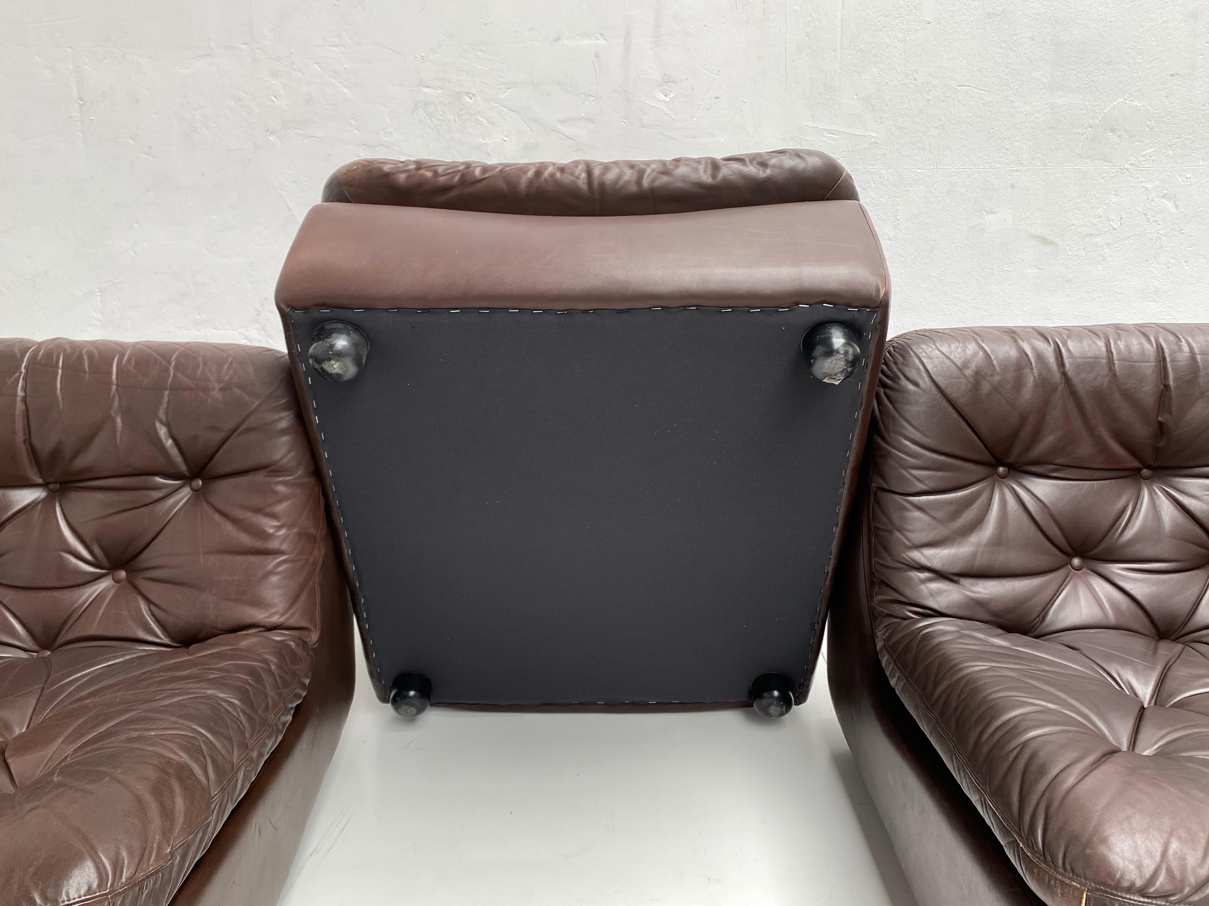 Chocolate Brown Leather 5-Piece Modular Seating System, COR Germany, 1970s 11
