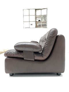 Chocolate Brown Leather 5-Piece Modular Seating System, COR Germany, 1970s